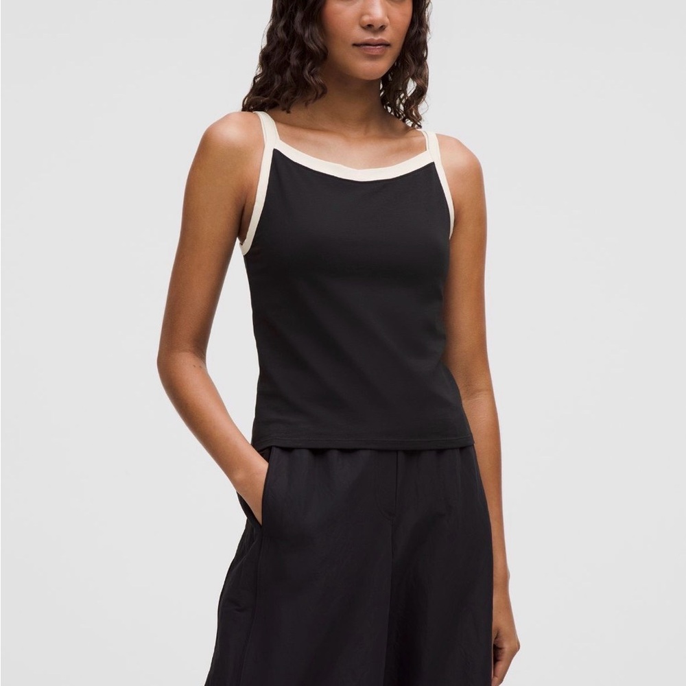 lululemon athletica Organic Cotton High-Neck Ringer Tank Top (Black)